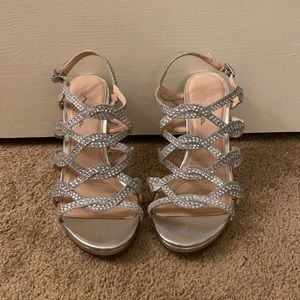 silver glitter heels